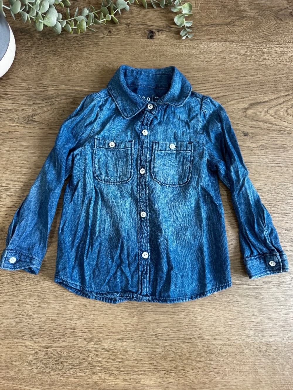 Baby Gap 1969 Girls Denim Chambray Shirt Dress 3T Button Front